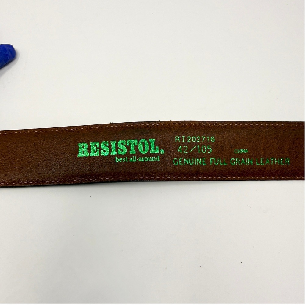 Vintage Resistol Genuine Leather Western Belt Size 42 Silver Buckle - Picture 5 of 11